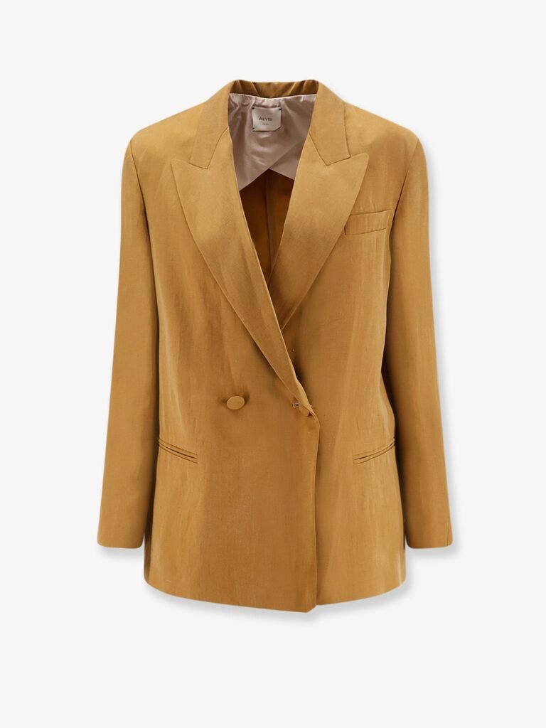 Double-breasted lyocell and linen blazer