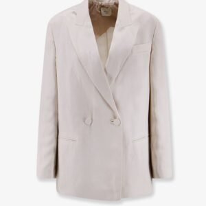 Double-breasted lyocell and linen blazer