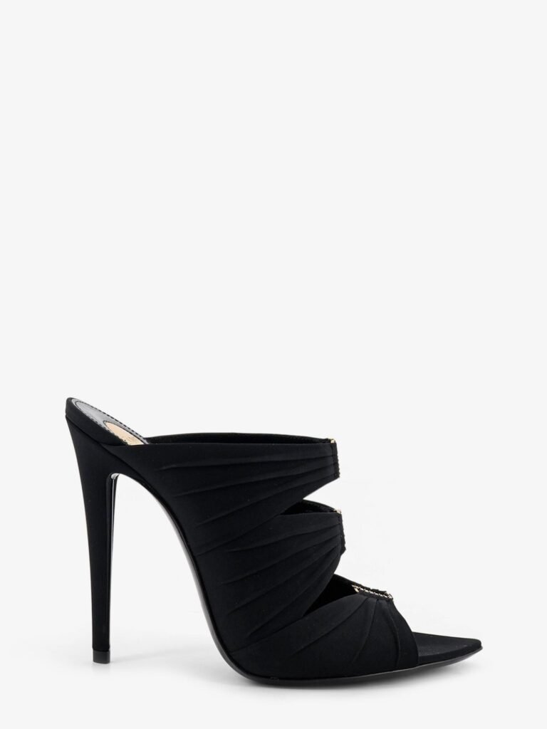 Emilie satin sandals with rhinestone logo detail
