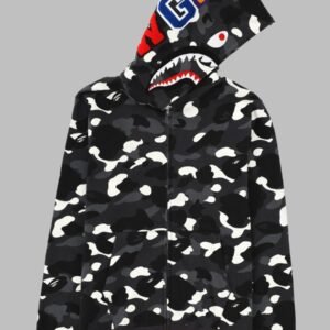 FELPA "SHARK" CON ZIP E CAPPUCCIO