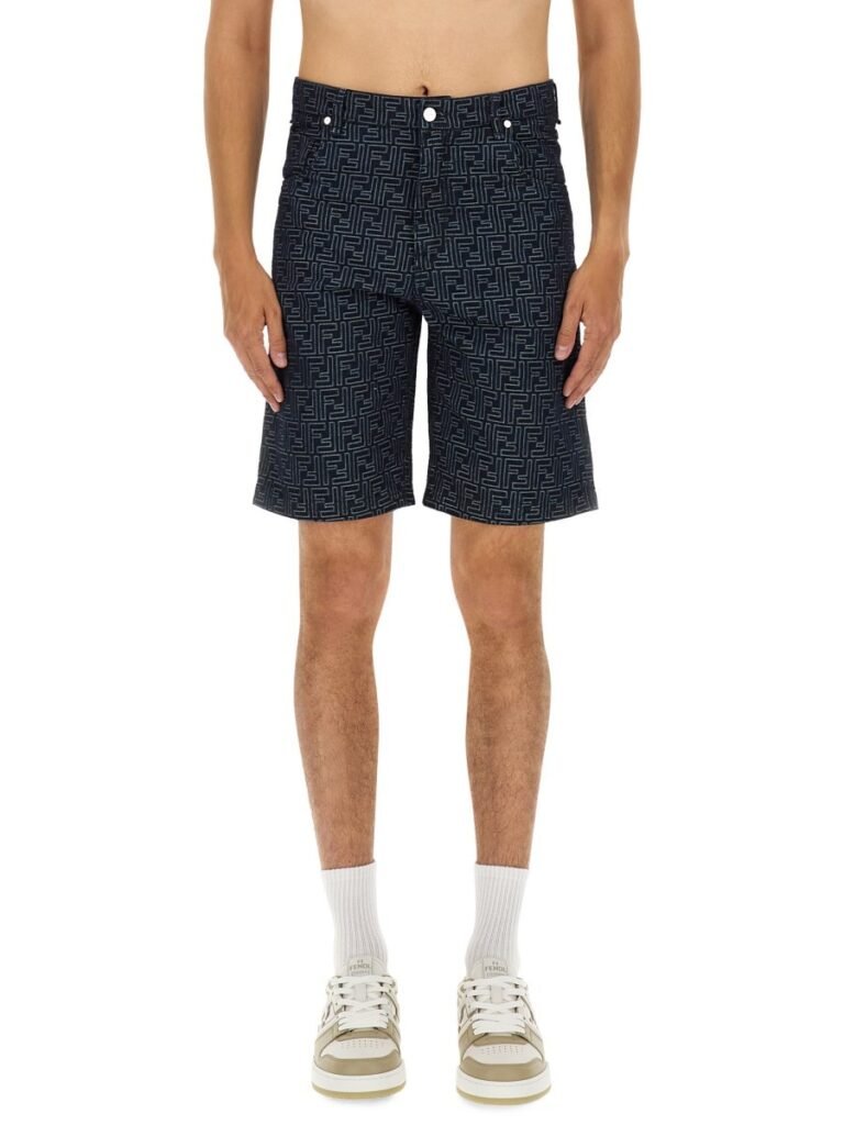 FF JACQUARD DENIM SHORTS