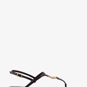Fold leather sandals with reptile effect