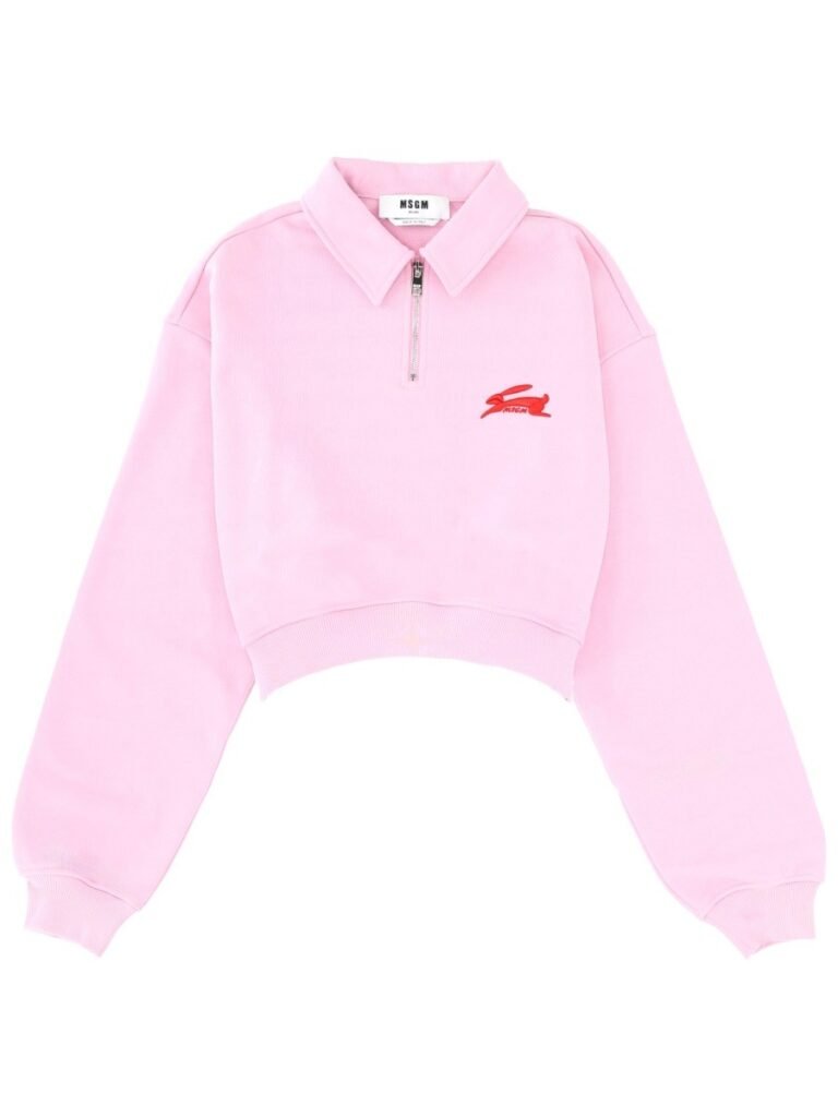 "FOLLOW THE RABBIT" COLLARED SWEATSHIRT