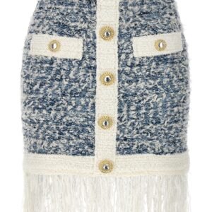 Fringed tweed skirt
