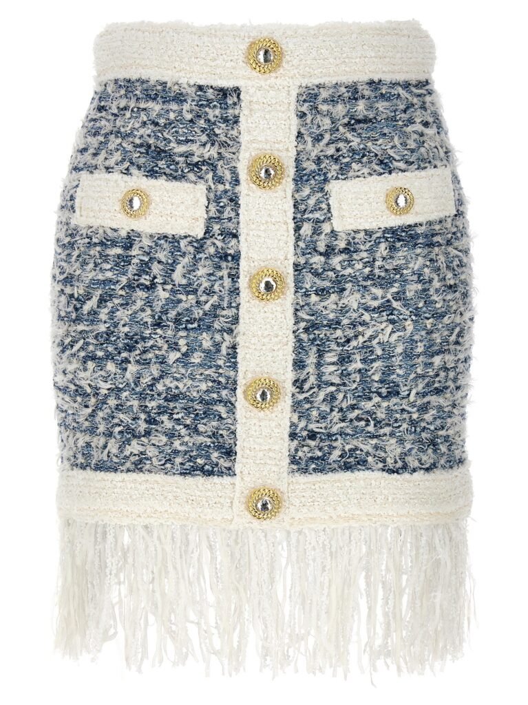 Fringed tweed skirt