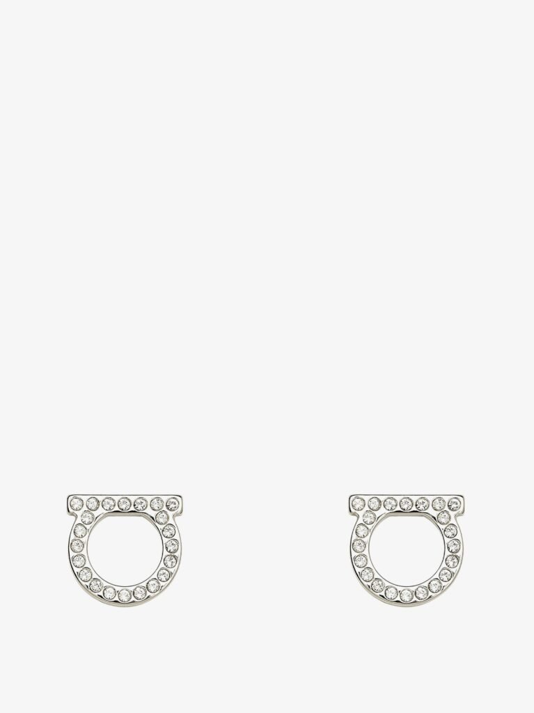 Gancini Crystals Brass Earrings