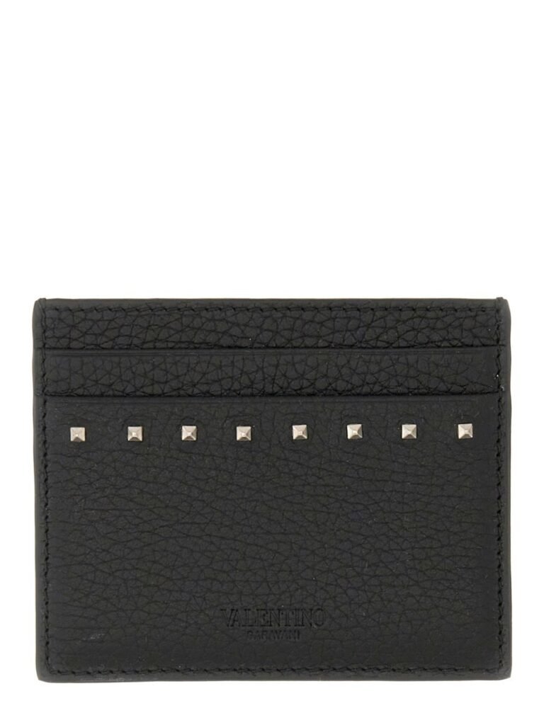 Leather card holder with stud detail