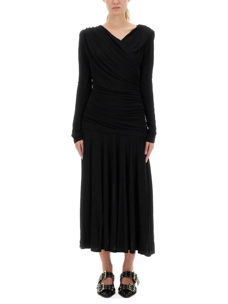 GATHERED MIDI DRESS