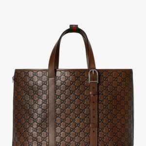 GG Emblem leather shopping bag