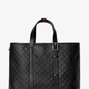 GG Emblem  leather shopping bag with embossed GG motif