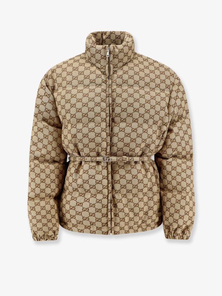 GG Fabric padded jacket with belt