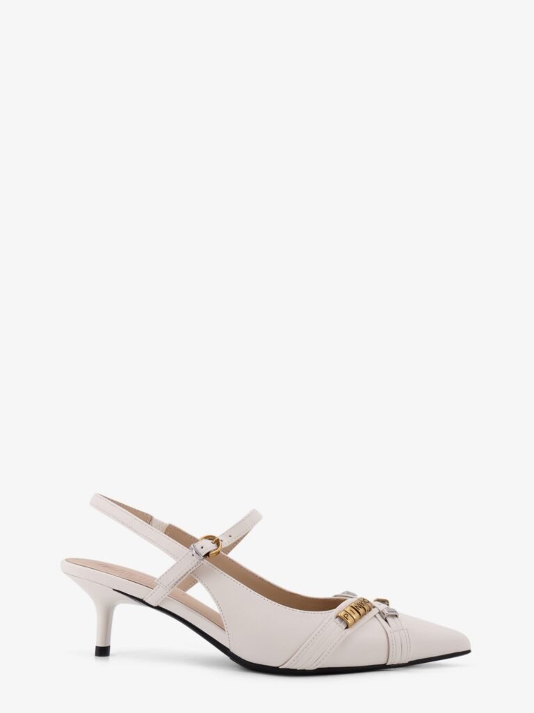 Gloria 18 leather pump with metal lettering detail