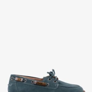 Grace suede loafers with metal lettering logo