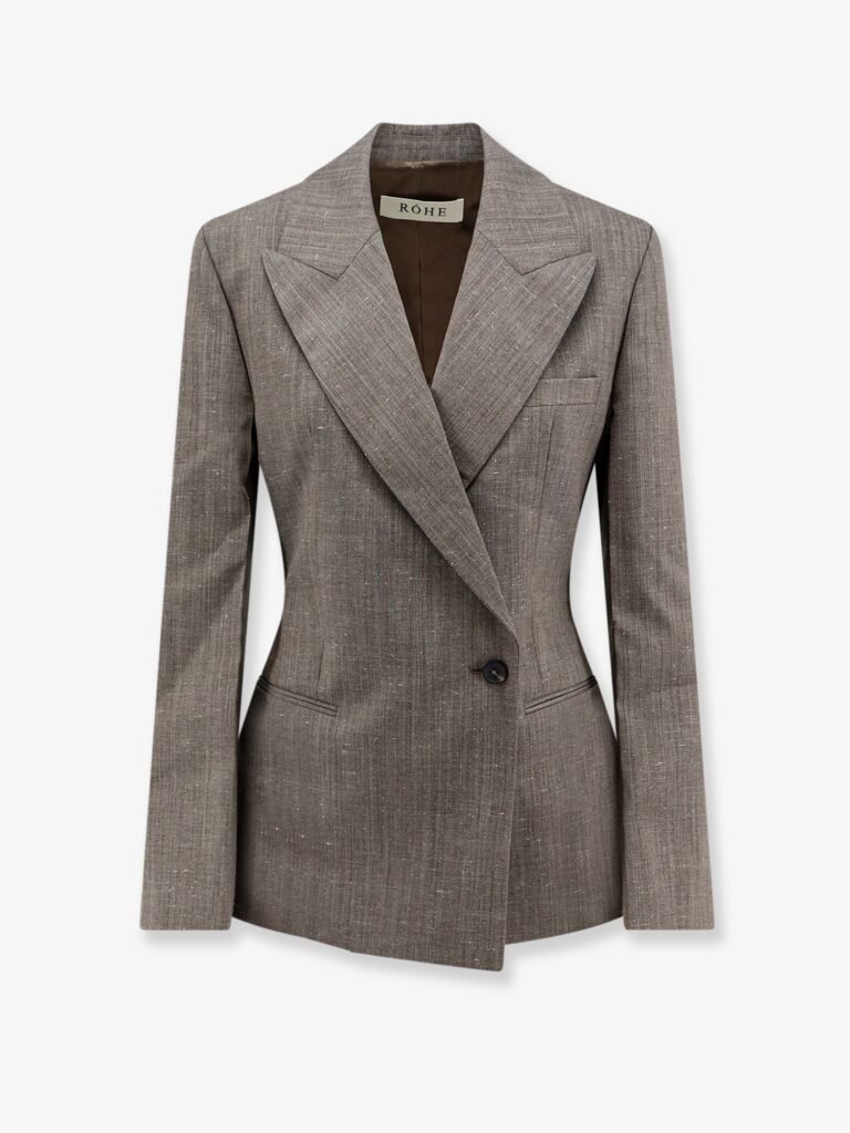 Hourglass shaped wool blend blazer