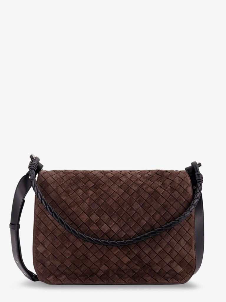 Intrecciato suede shoulder bag