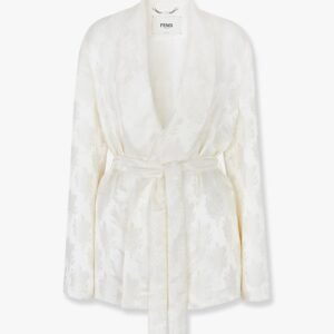 Jacquard silk blazer with floral motif