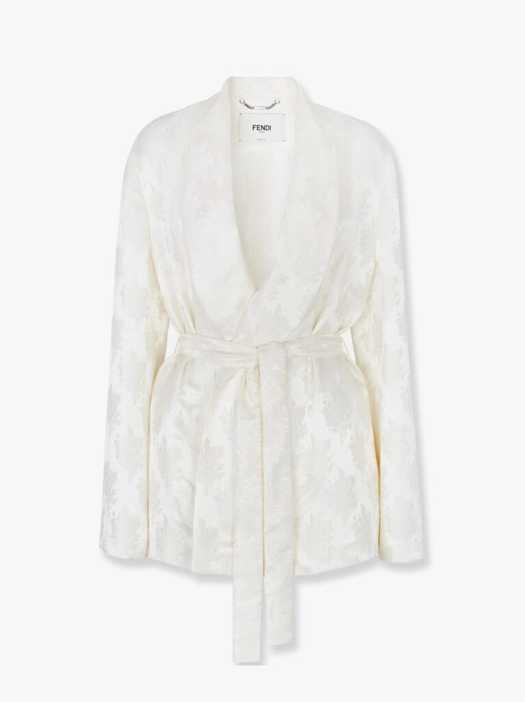 Jacquard silk blazer with floral motif