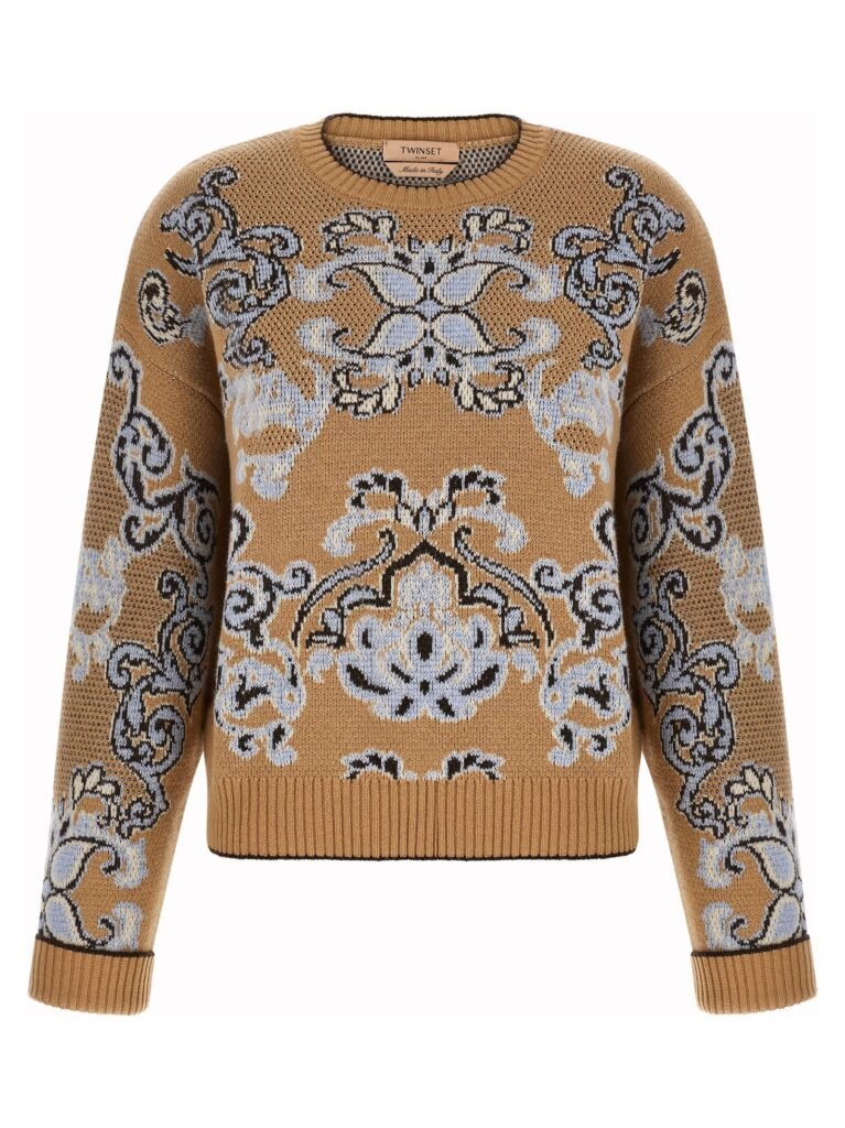 Jacquard wool blend sweater