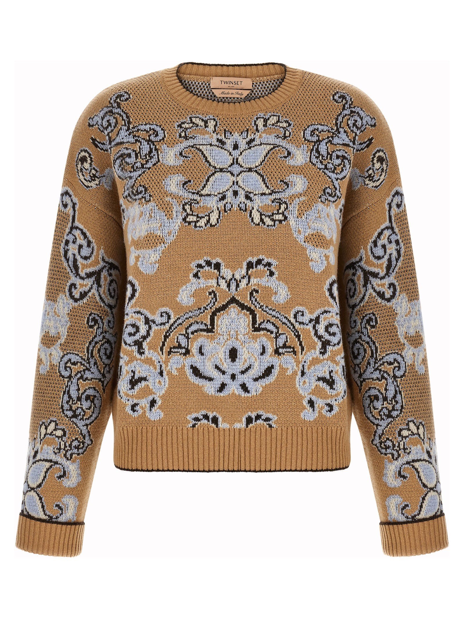 Jacquard wool blend sweater