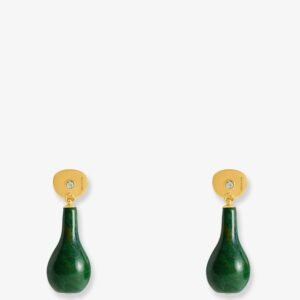 Jade Drops Brass Earrings