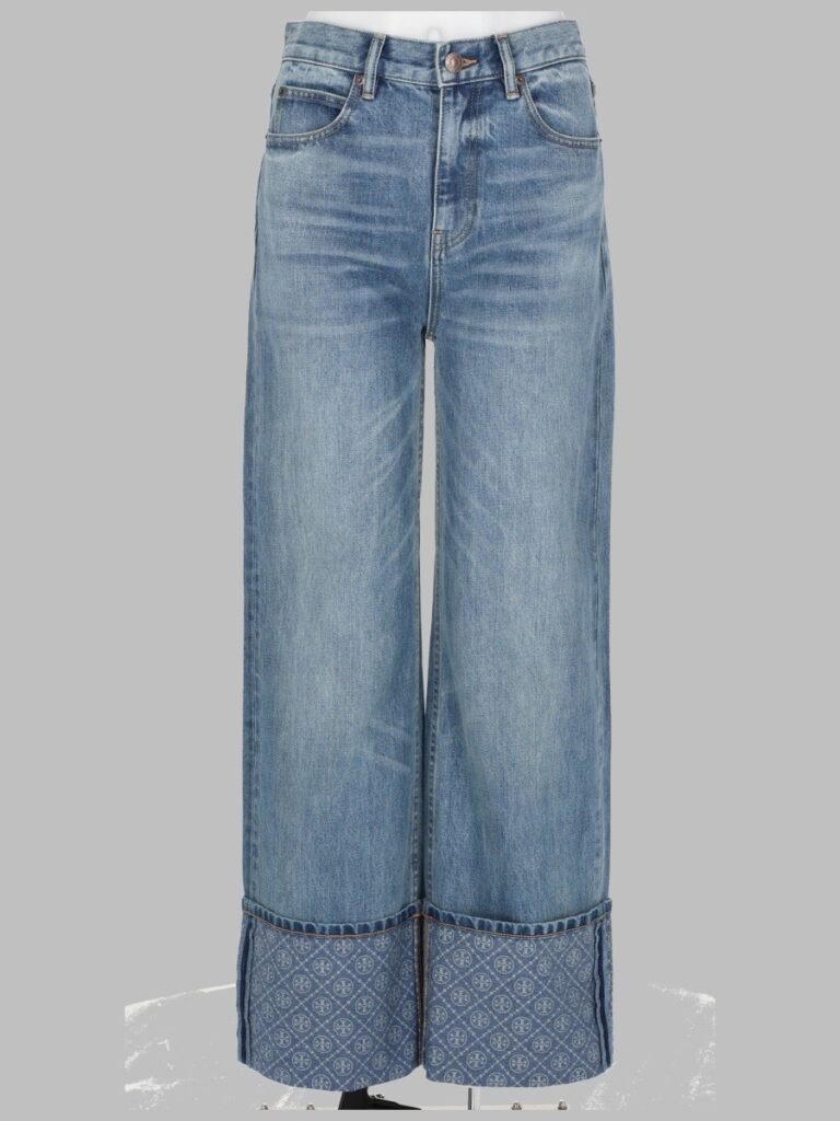 JEANS A GAMBA DRITTA CON RISVOLTO A CONTRASTO