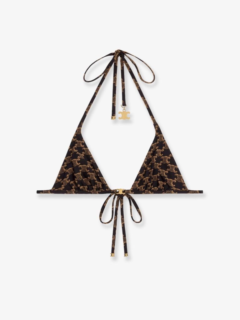Jersey bikini top with monogram print