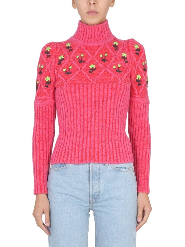 JERSEY WITH FLORAL EMBROIDERY