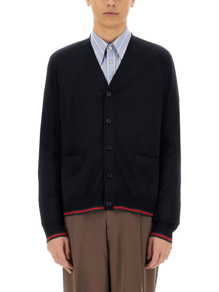 KNITTED WOOL CARDIGAN WITH WEB PATTERN