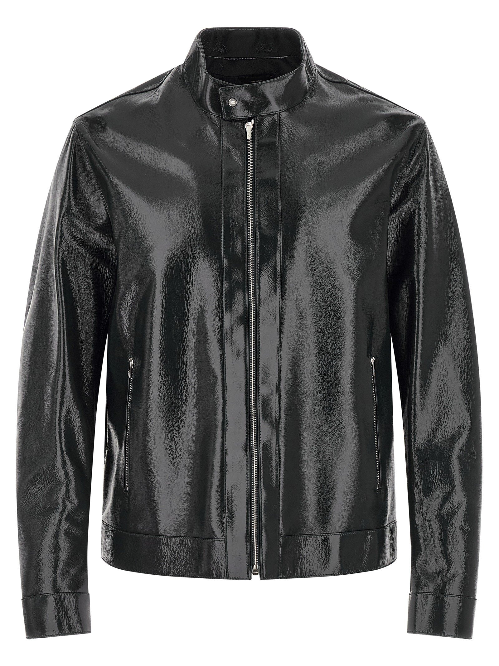 Lacquered leather blouson