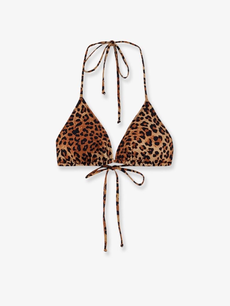Leah nylon bikini top with animal print