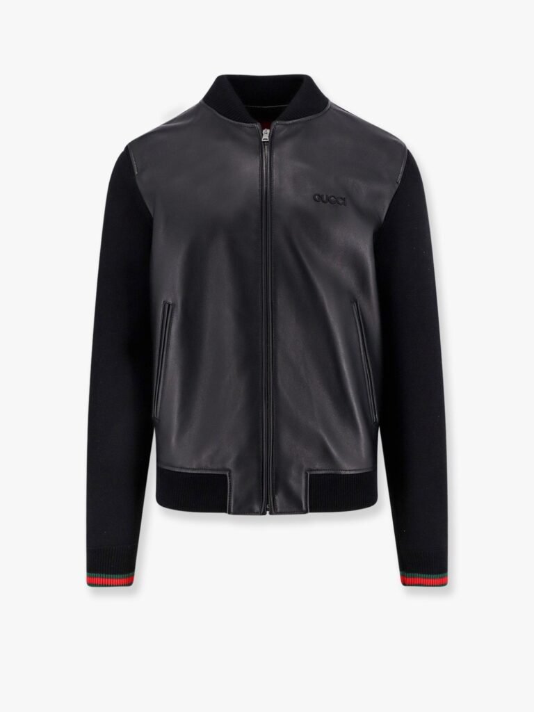 Leather and wool jacket