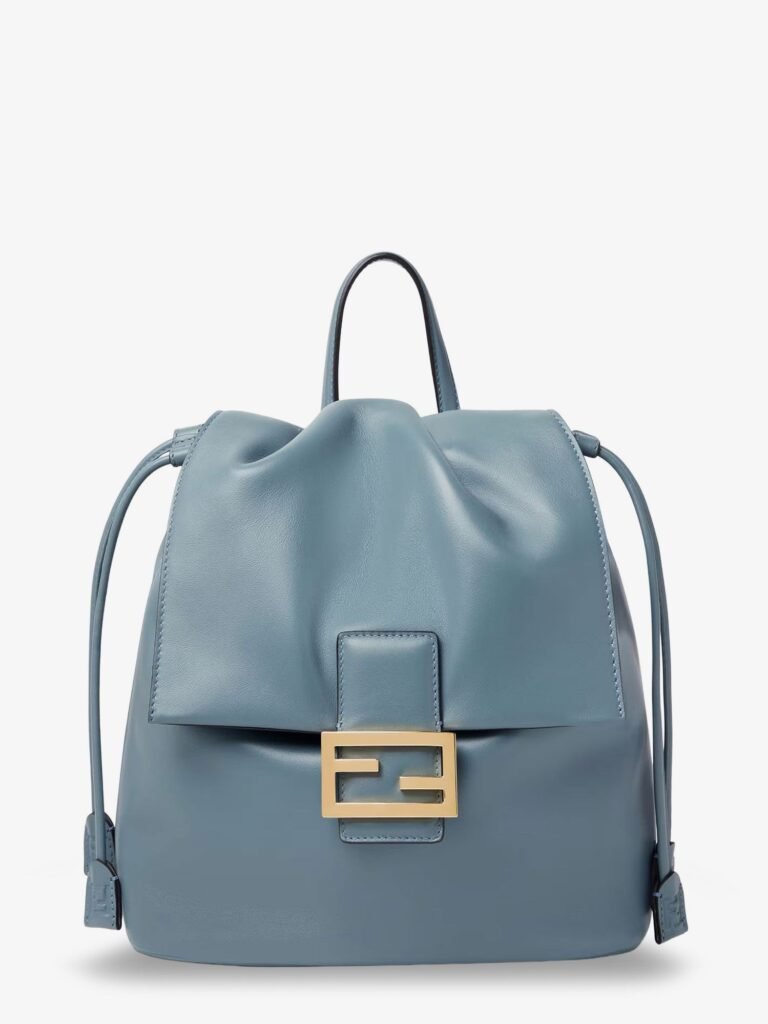 Leather backpack with metal FF logo detail