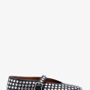 Leather ballet flats with rhinestones