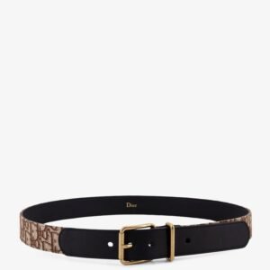 Leather belt with all-over Dior Oblique logo