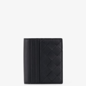 Leather card holder with Intrecciato motif