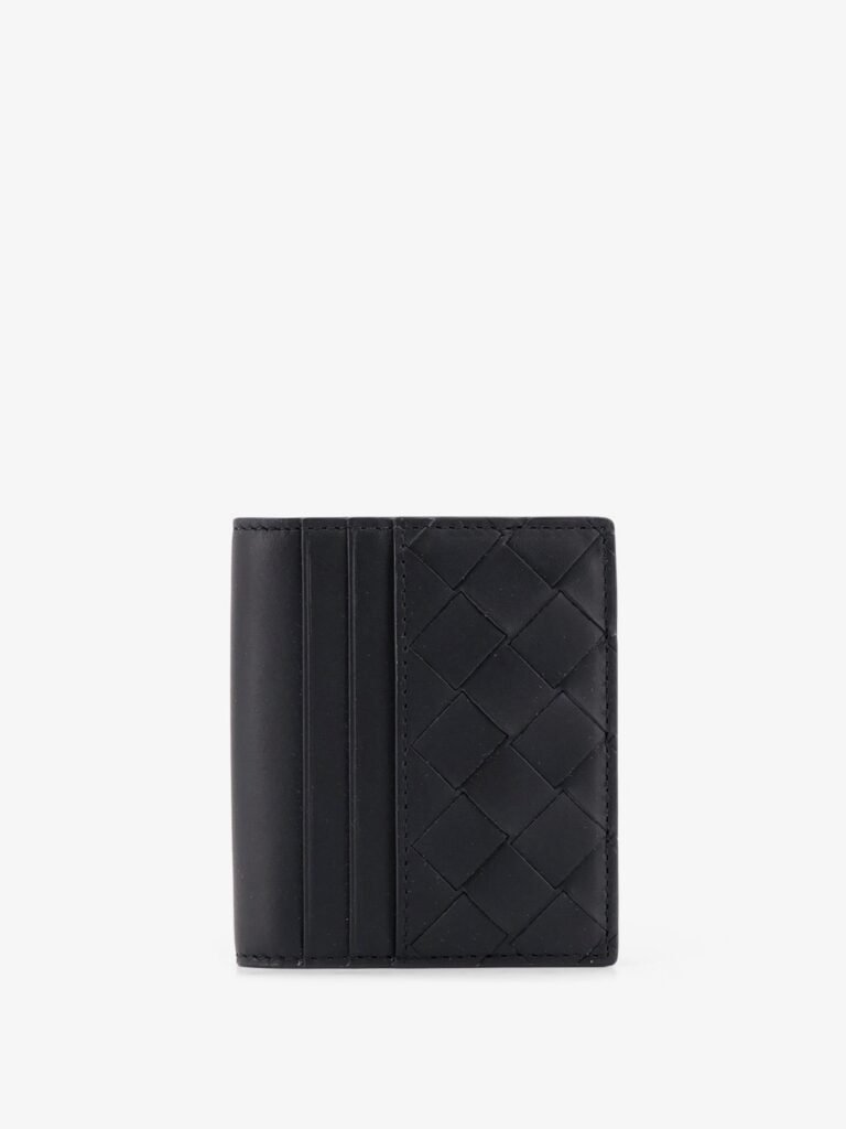 Leather card holder with Intrecciato motif