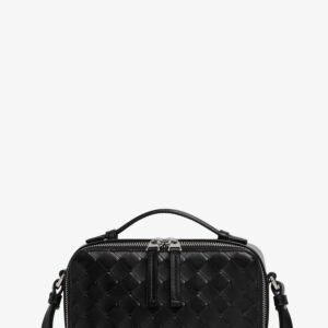 Leather clutch bag with Intrecciato motif