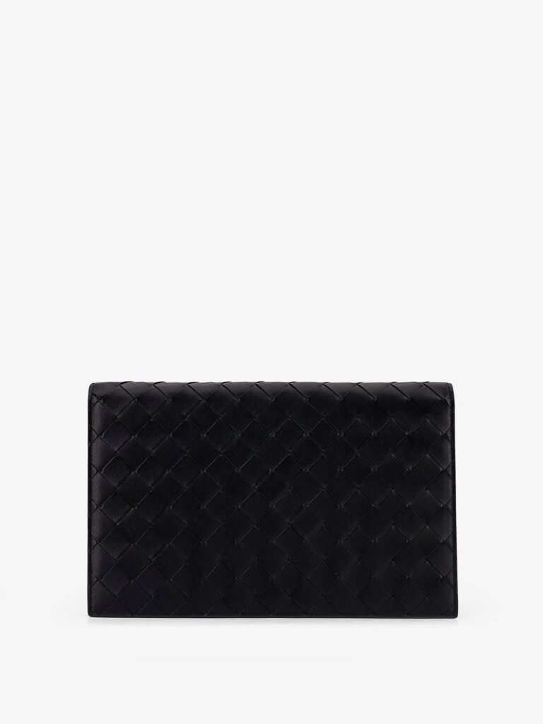 Leather clutch bag with Intrecciato motif