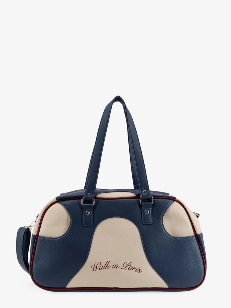 Leather crossbody bag with embroidered logo on the front