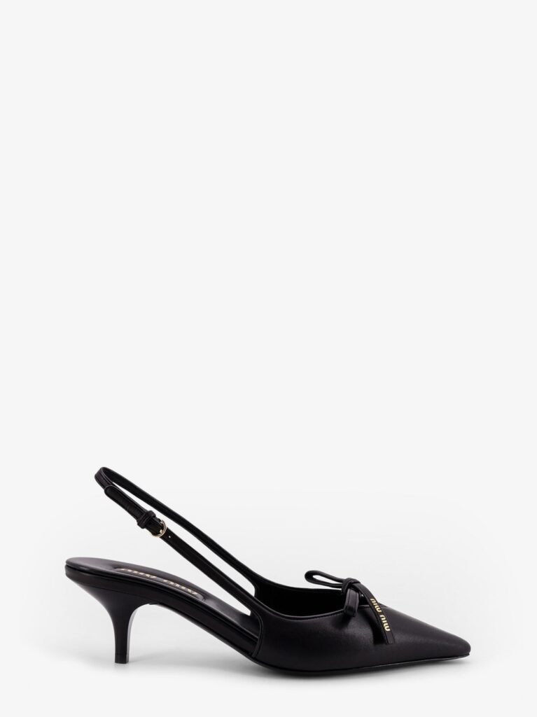 Leather décolleté with logo bow detail