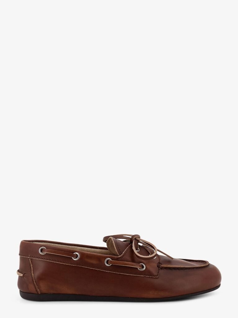 Leather loafers with lettering logo