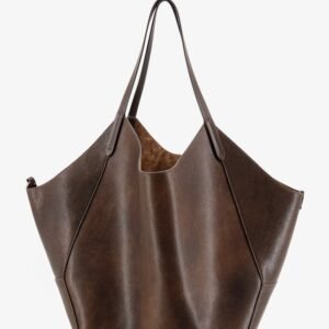 Leather shopping bag with side Monili detail