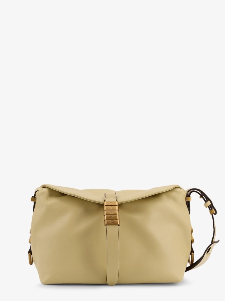 Leather shoulder bag with logo metal detail