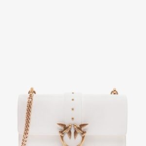 Leather shoulder bag with love birds buckle