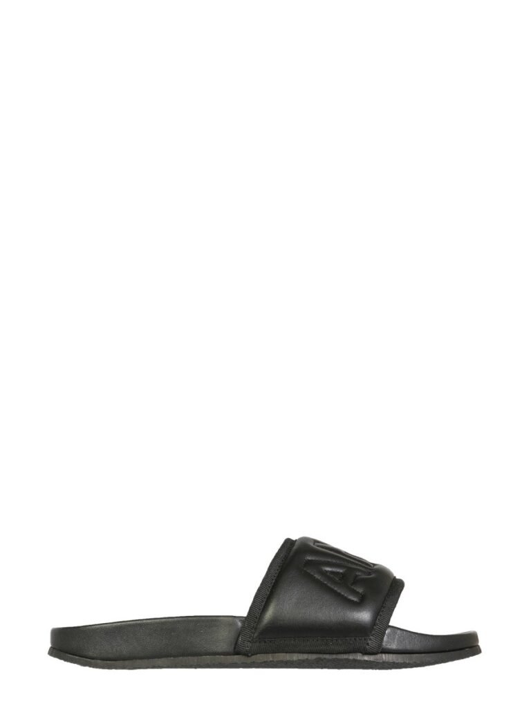 LEATHER SLIDE SANDALS