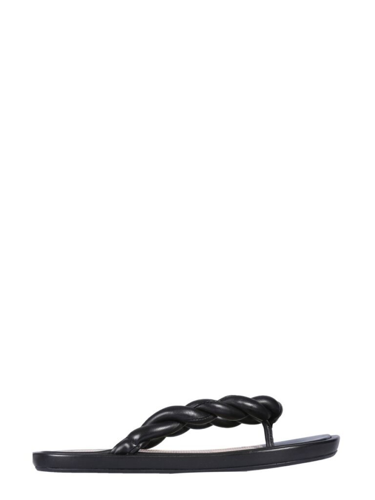 LEATHER SLIDE SANDALS