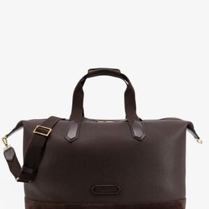 Leather travel bag with suede inserts