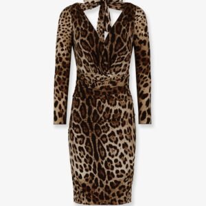 Leopard print short charmeuse dress