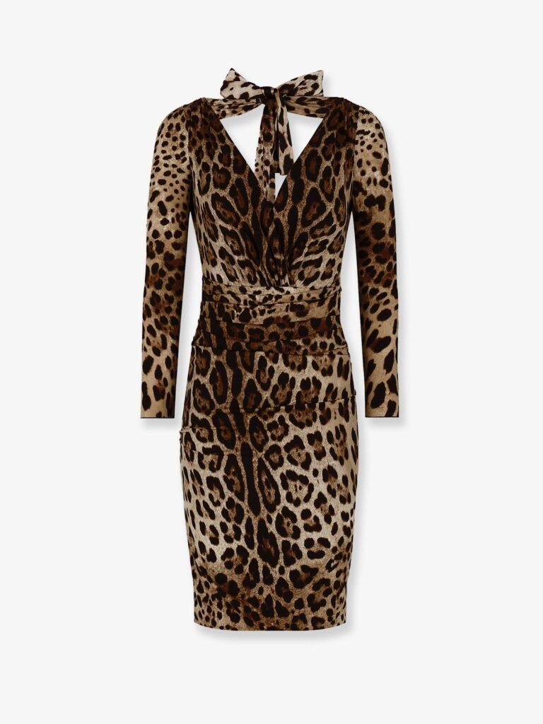 Leopard print short charmeuse dress