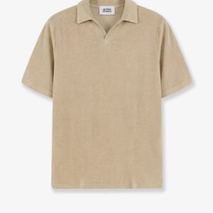 Linen and cotton blend polo shirt